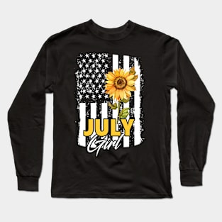 Flag Sunflower July Girl Long Sleeve T-Shirt